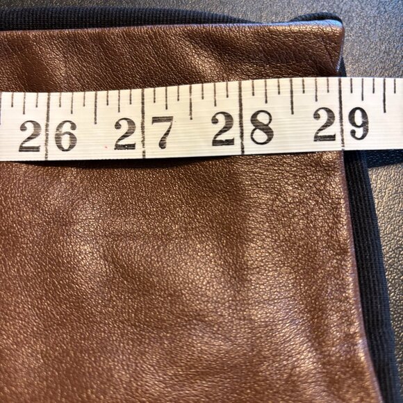 Cache Genuine Leather Pants Brown & Black Women’s Size 4 Straight Leg - Picture 9 of 12